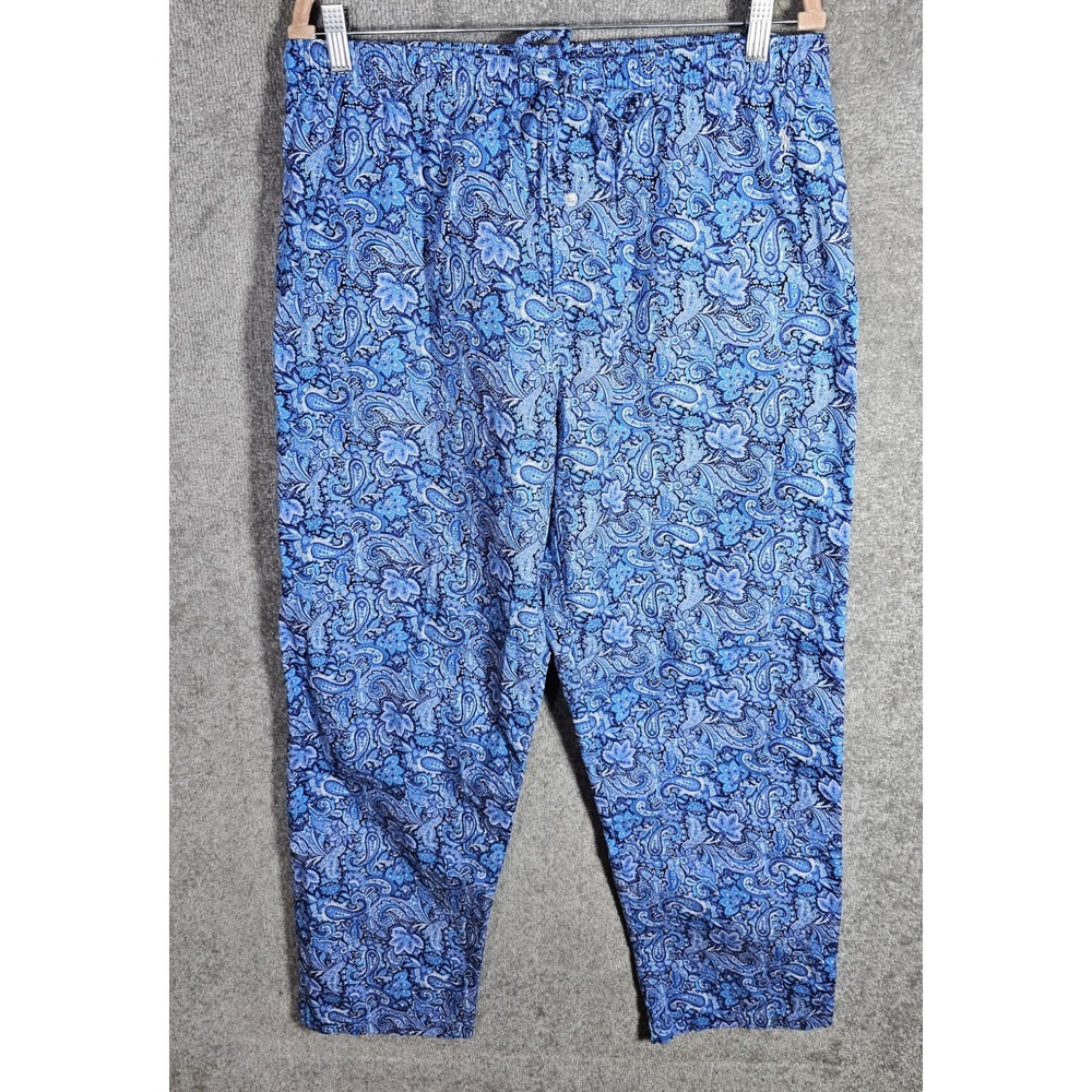 POLO Ralph Lauren Lounge Pajama Pants Mens Size M Blue Paisley Floral Pockets